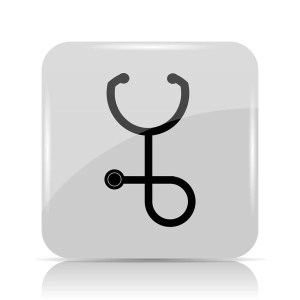 Stetoskop Ikona Przycisk Internet Białym Tle — Zdjęcie stockowe