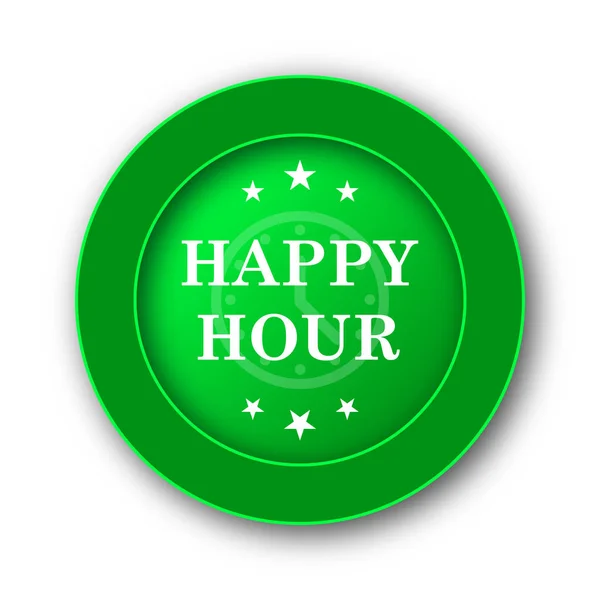 Ikona Happy Hour Przycisk Internet Białym Tle — Zdjęcie stockowe