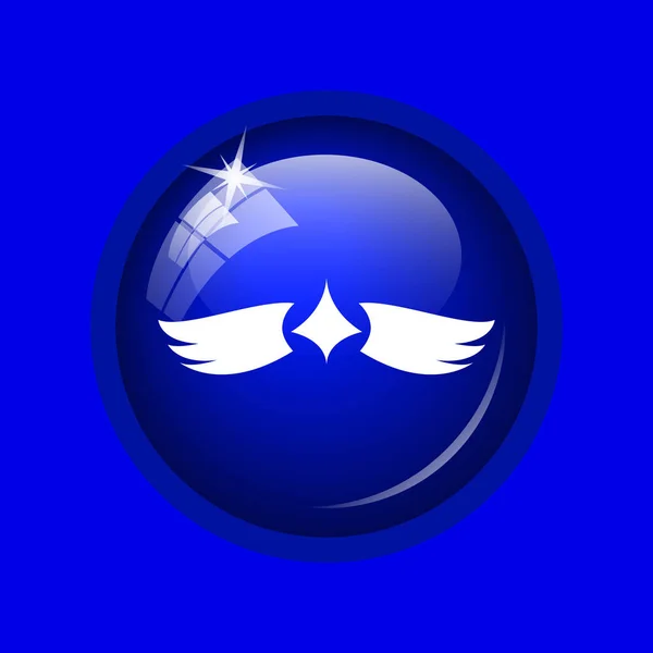 翼のアイコン 青色の背景のインター ネット ボタン — ストック写真