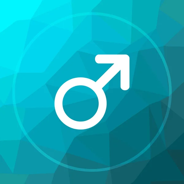 Male sign icon. Male sign website button on blue low poly background