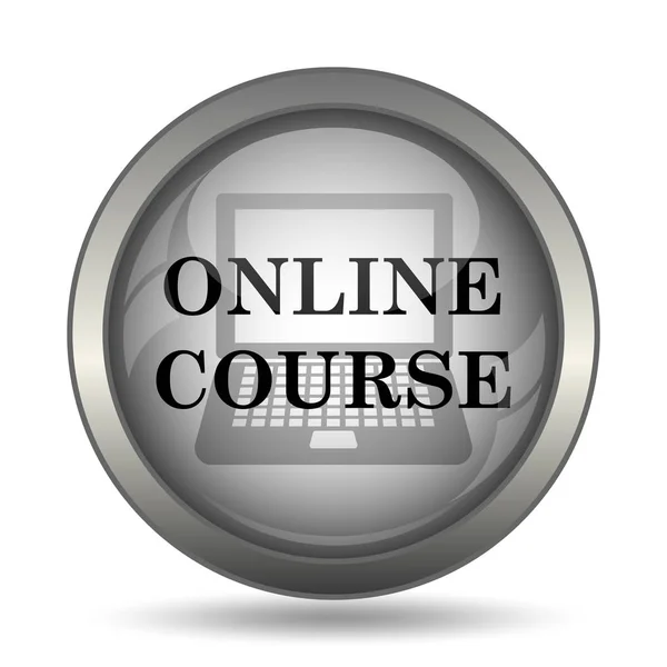 Online Course Icon Black Website Button White Background — Stock Photo, Image