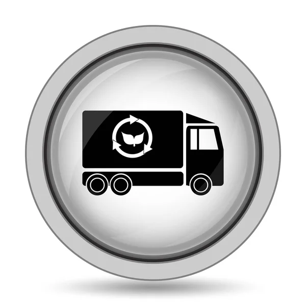 生态卡车图标 白色背景上的互联网按钮 — 图库照片