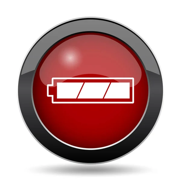 全充电电池图标 白色背景上的互联网按钮 — 图库照片