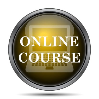 Online ders simgesi. Beyaz arka plan üzerinde Internet düğmesi
