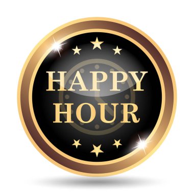 Happy hour simgesi. Beyaz arka plan üzerinde Internet düğmesi