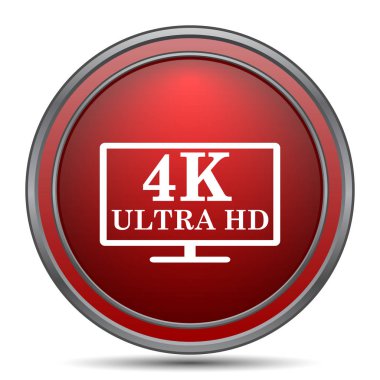 4 k ultra Hd simgesi. Beyaz arka plan üzerinde Internet düğmesi