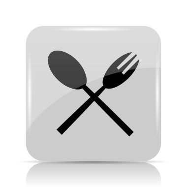 Çatal ve kaşık simgesi. Beyaz arka plan üzerinde Internet düğmesi