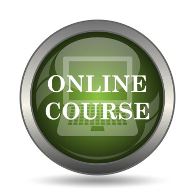 Online ders simgesi. Beyaz arka plan üzerinde Internet düğmesi.