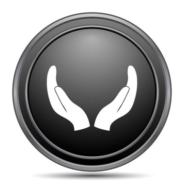 Eller simgesini, siyah Web sitesi düğmesini beyaz arka plan üzerinde koruma