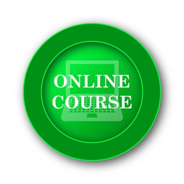 Online ders simgesi. Beyaz arka plan üzerinde Internet düğmesi