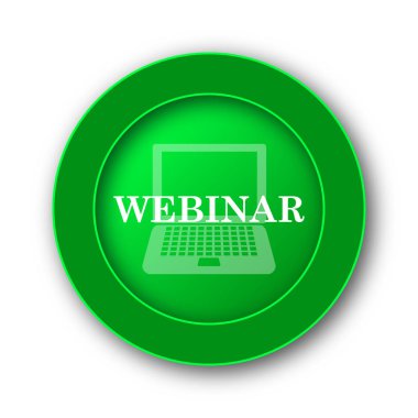 Webinar simgesi. Beyaz arka plan üzerinde Internet düğmesi