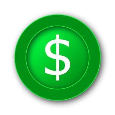 Dolar simgesi. Beyaz arka plan üzerinde Internet düğmesi