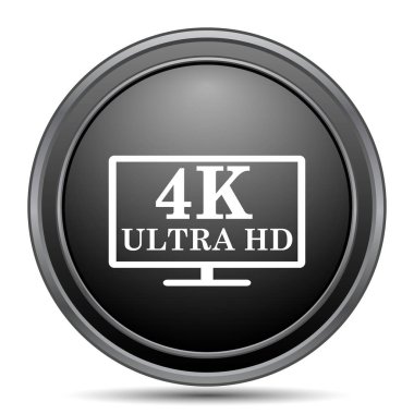 4 k ultra Hd simgesi, beyaz arka planda siyah Web sitesi düğmesini