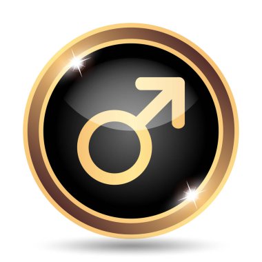 Erkek işareti simgesi. Beyaz arka plan üzerinde Internet düğmesi