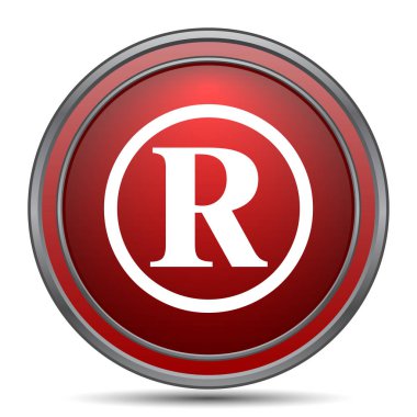 Tescilli işareti simgesi. Beyaz arka plan üzerinde Internet düğmesi