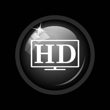 HD Tv simgesi. Siyah arka plan üzerine Internet düğmesi.