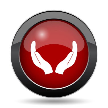 Eller simgesini korumak. Beyaz arka plan üzerinde Internet düğmesi