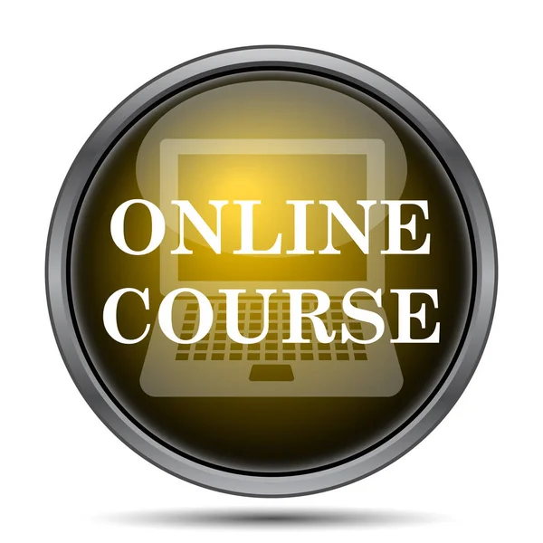 Ícone Curso Online Botão Internet Fundo Branco — Fotografia de Stock