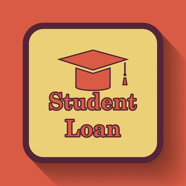 Student loan icon, colored website button on orange background