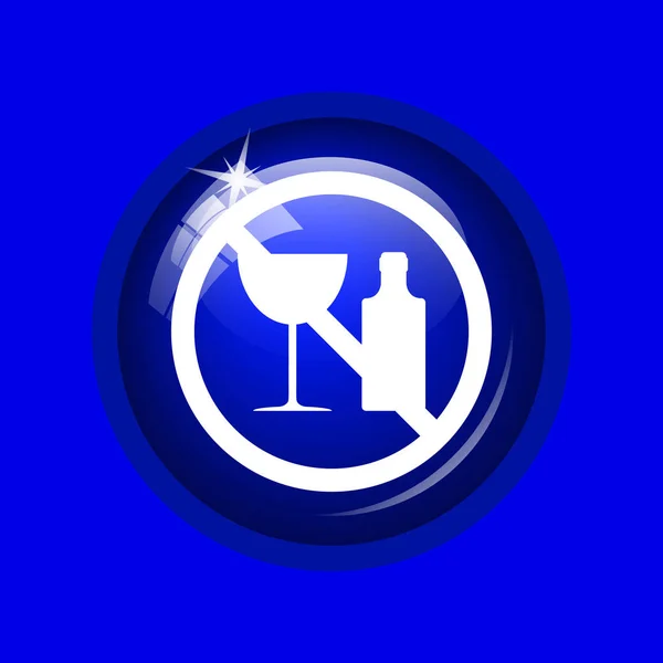 No alcohol icon. Internet button on blue background.