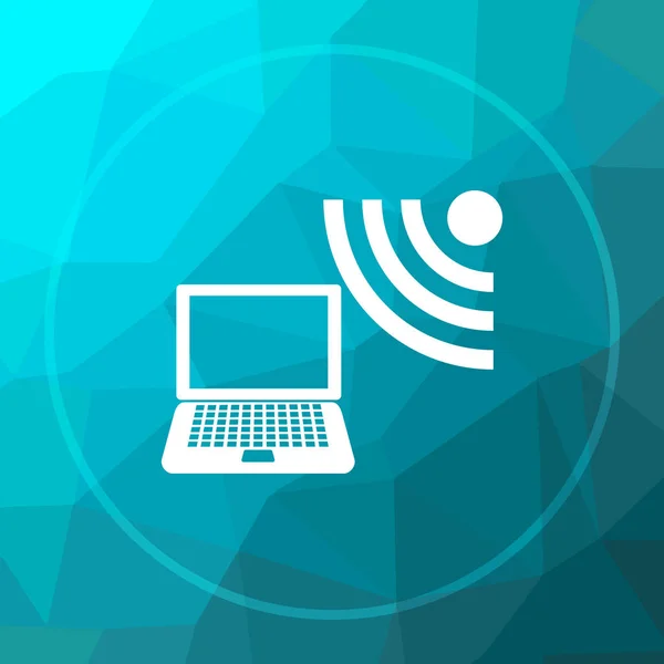 Ikona Sieci Bezprzewodowej Laptopa Laptop Bezprzewodowy Przycisk Witryny Tle Niebieski — Zdjęcie stockowe