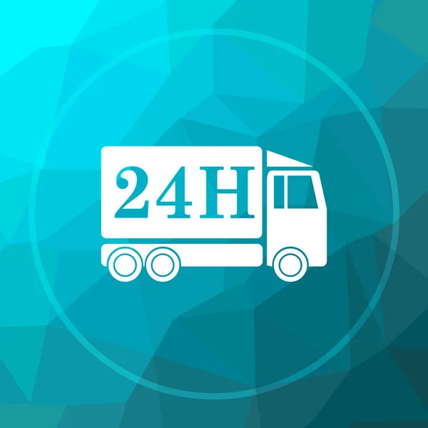 24U Levering Vrachtwagen Pictogram 24U Levering Vrachtwagen Website Knop Blauwe — Stockfoto