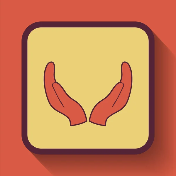 Protecting Hands Icon Colored Website Button Orange Background — Stock Photo, Image