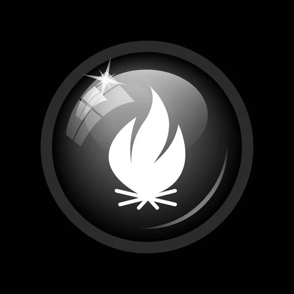 火のアイコン 黒い背景にインター ネット ボタン — ストック写真