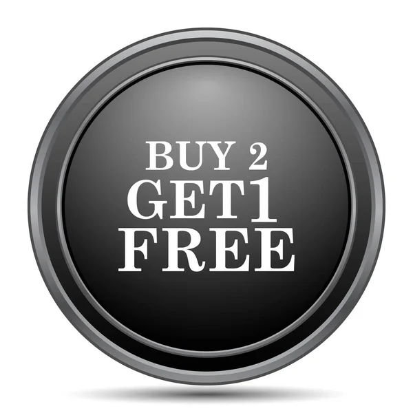 Buy 2 get 1 free offer icon, black website button on white background