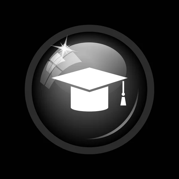 Ícone Graduação Botão Internet Fundo Preto — Fotografia de Stock