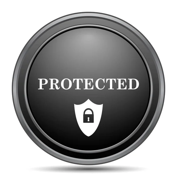 Icono Protegido Botón Del Sitio Web Negro Sobre Fondo Blanco — Foto de Stock