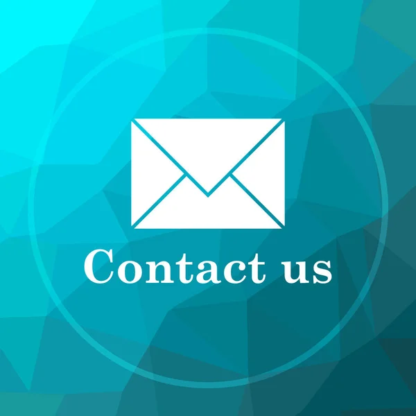 Contact us icon. Contact us website button on blue low poly background