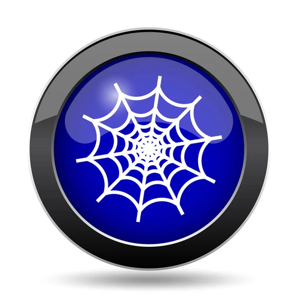 Spider Web Pictogram Internet Knop Witte Achtergrond — Stockfoto