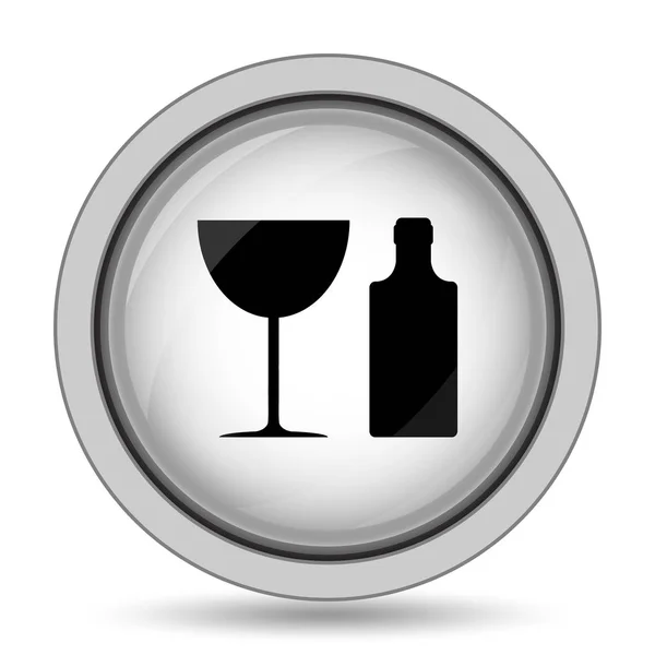 Pictogram Voor Fles Glas Internet Knop Witte Achtergrond — Stockfoto