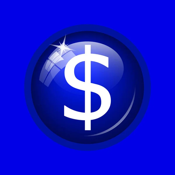 Icono Del Dólar Botón Internet Sobre Fondo Azul — Foto de Stock