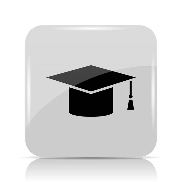 Ícone Graduação Botão Internet Fundo Branco — Fotografia de Stock