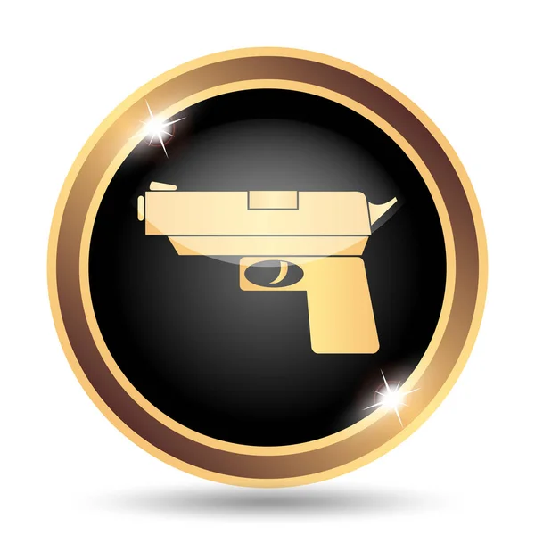 Pistol Ikonen Internet Knappen Vit Bakgrund — Stockfoto