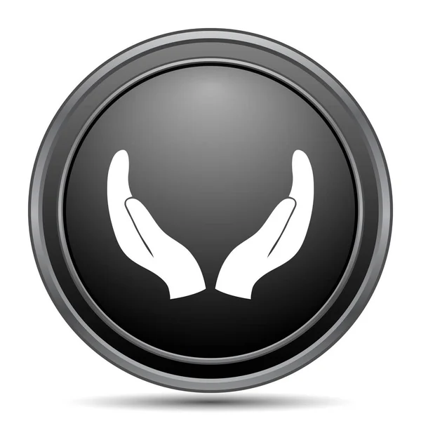 Ícone Mãos Proteção Botão Site Preto Fundo Branco — Fotografia de Stock