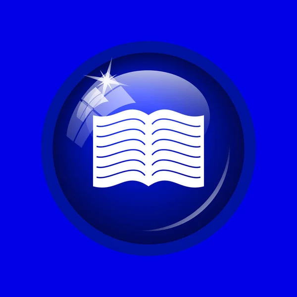 Book icon. Internet button on blue background.