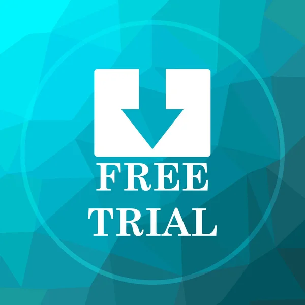 Free trial icon. Free trial website button on blue low poly background