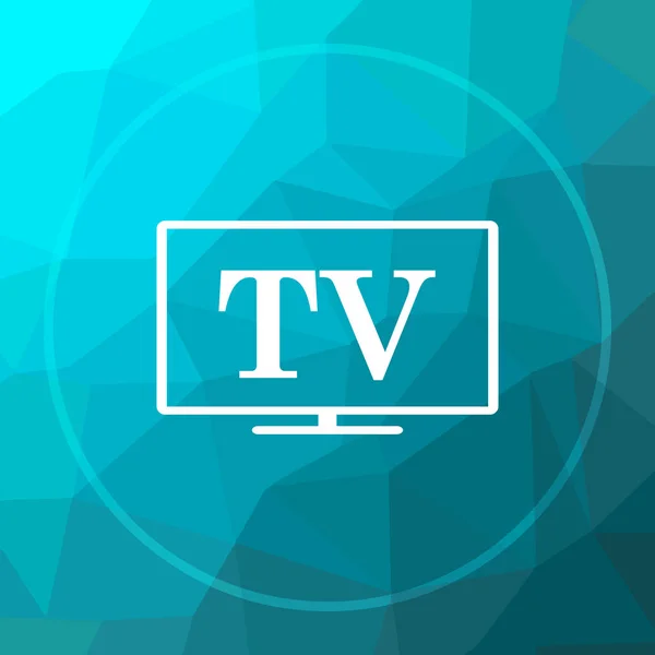 Телевізійна Ікона Кнопка Телевізійного Сайту Синьому Низькому Полі Фоні — стокове фото