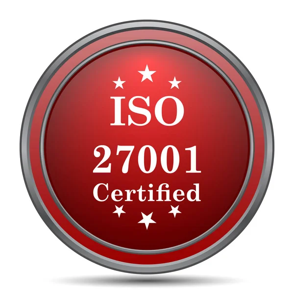 Iso 27001 のアイコン 白い背景の上のインター ネット ボタン — ストック写真