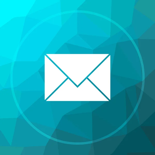Ícone Mail Botão Site Mail Fundo Azul Baixo Poli — Fotografia de Stock