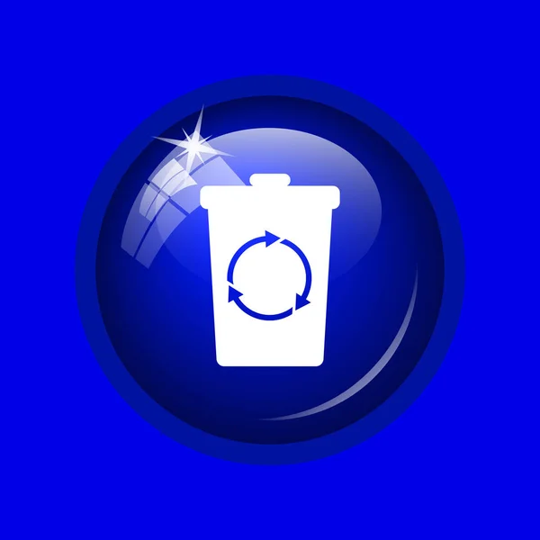 Recycle bin icon. Internet button on blue background.