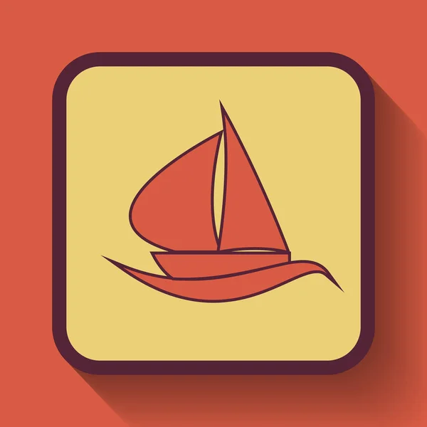 Segelboot Symbol Farbige Website Taste Auf Orangefarbenem Hintergrund — Stockfoto