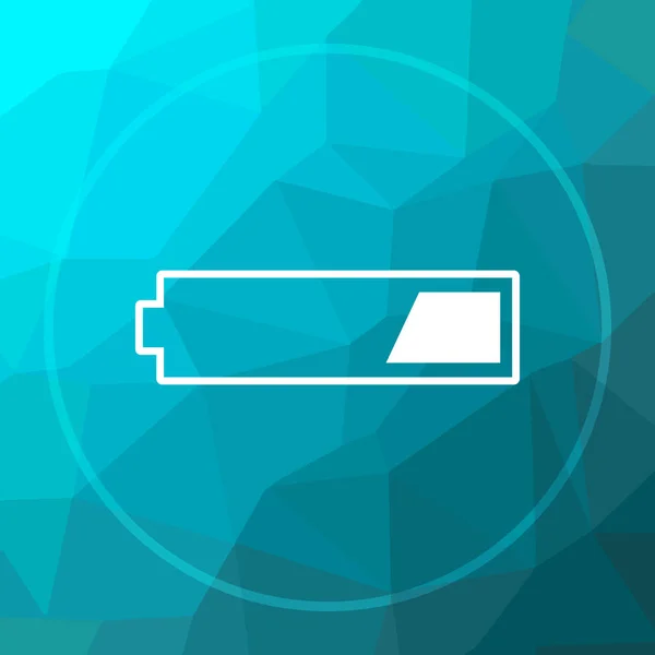 1 third charged battery icon. 1 third charged battery website button on blue low poly background