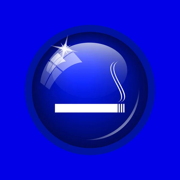 Ícone Cigarro Botão Internet Fundo Azul — Fotografia de Stock