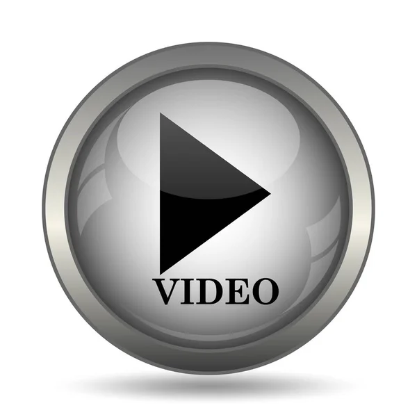 Значок Воспроизведения Видео Черная Кнопка Сайта Белом Фоне — стоковое фото