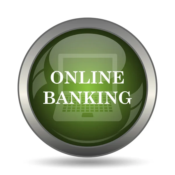 Ícone Bancário Online Botão Internet Fundo Branco — Fotografia de Stock