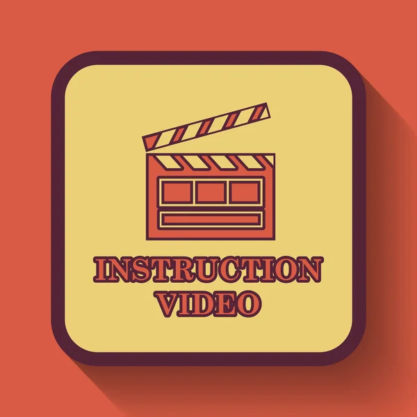 Instruction video icon, colored website button on orange background